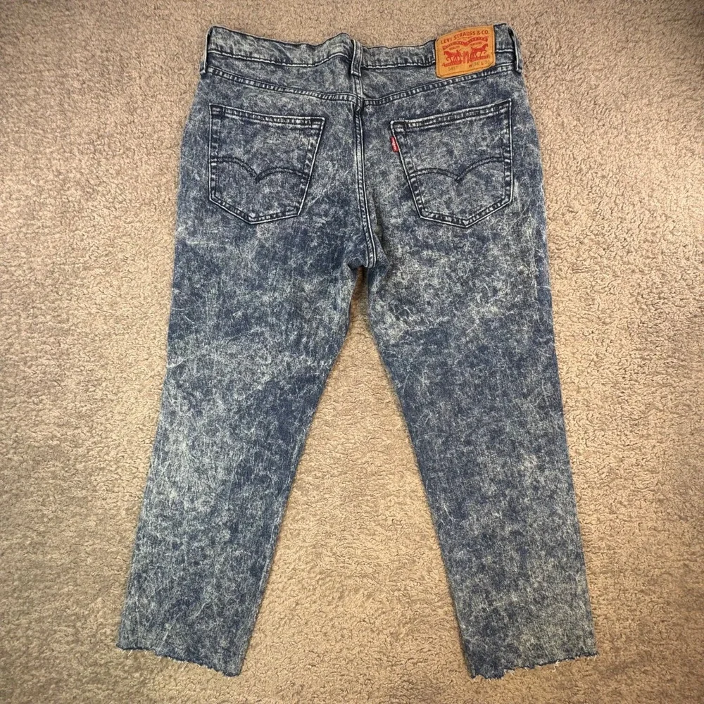 Levis 541 Athletic Taper Jeans Mens 36x28 Blue Acid Wash Raw Hem 18181-0343